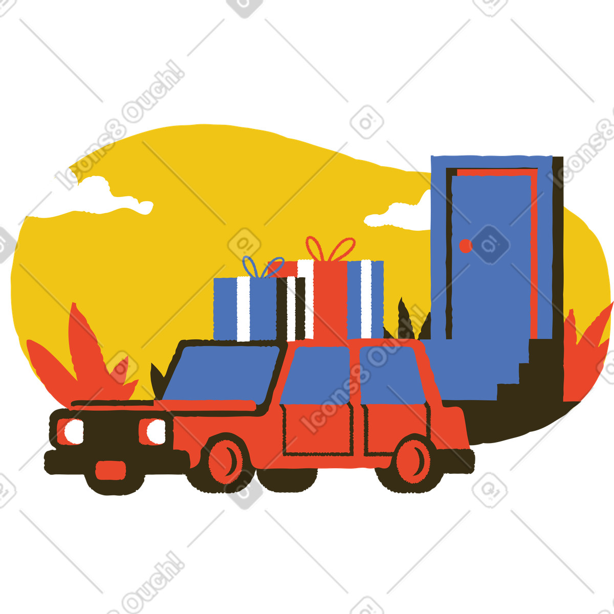 下载 Bermuda 风格的 送货车服务 插画，支持 PNG、SVG 格式