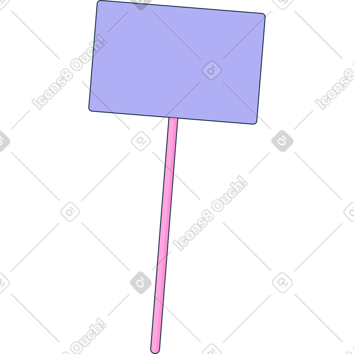 Placca viola su un bastone illustrazione in stile Bubble gum scarica in PNG, SVG