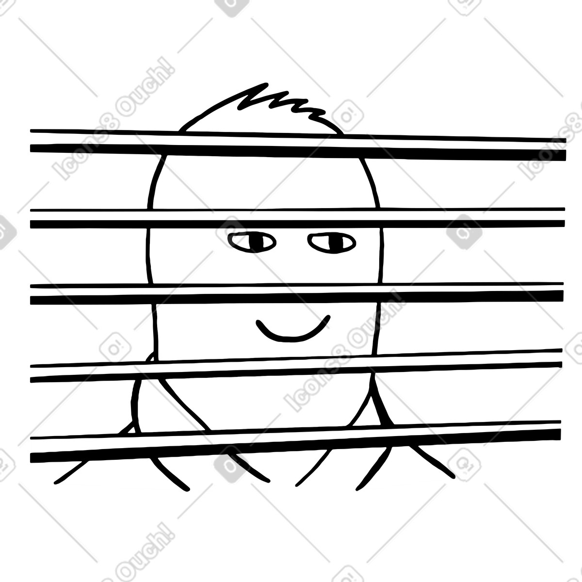 下载 Dudes 风格的 透过百叶窗看的涂鸦人物 插画，支持 PNG、SVG 格式