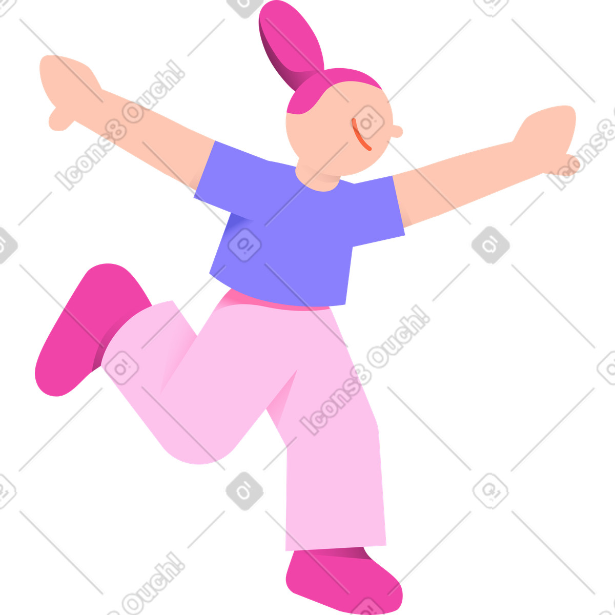 Ilustração de Mulher correndo com os braços estendidos em no estilo 8bit para baixar em PNG, SVG