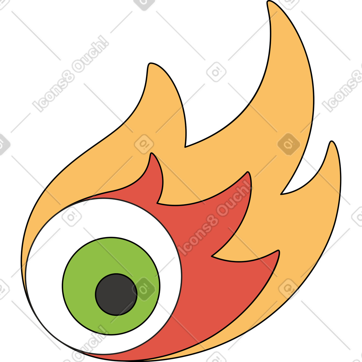 Eye of fire illustration in Sitcom style download in PNG, SVG