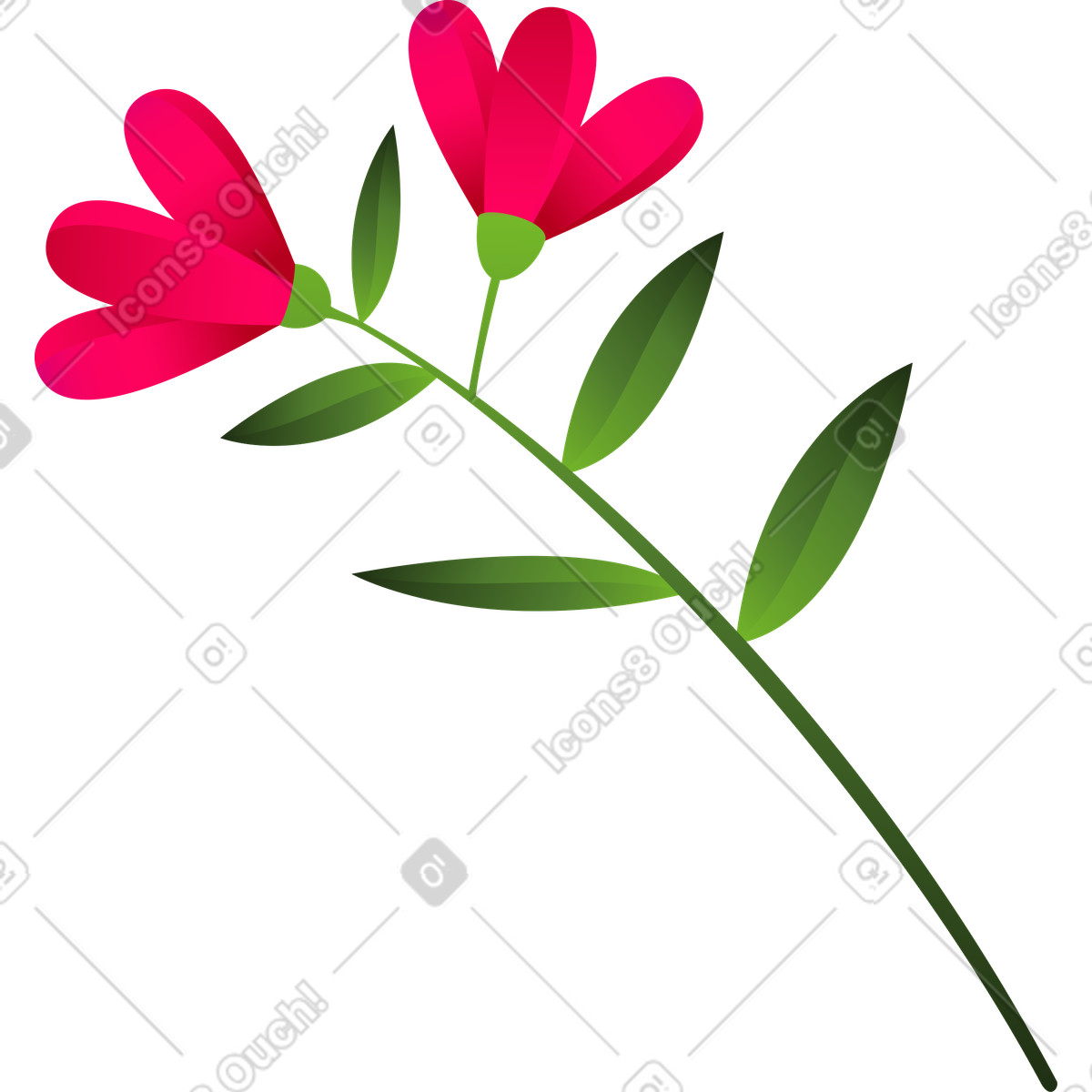 下载 Blossom 风格的 有两朵粉红色花朵的树枝 插画，支持 PNG、SVG 格式