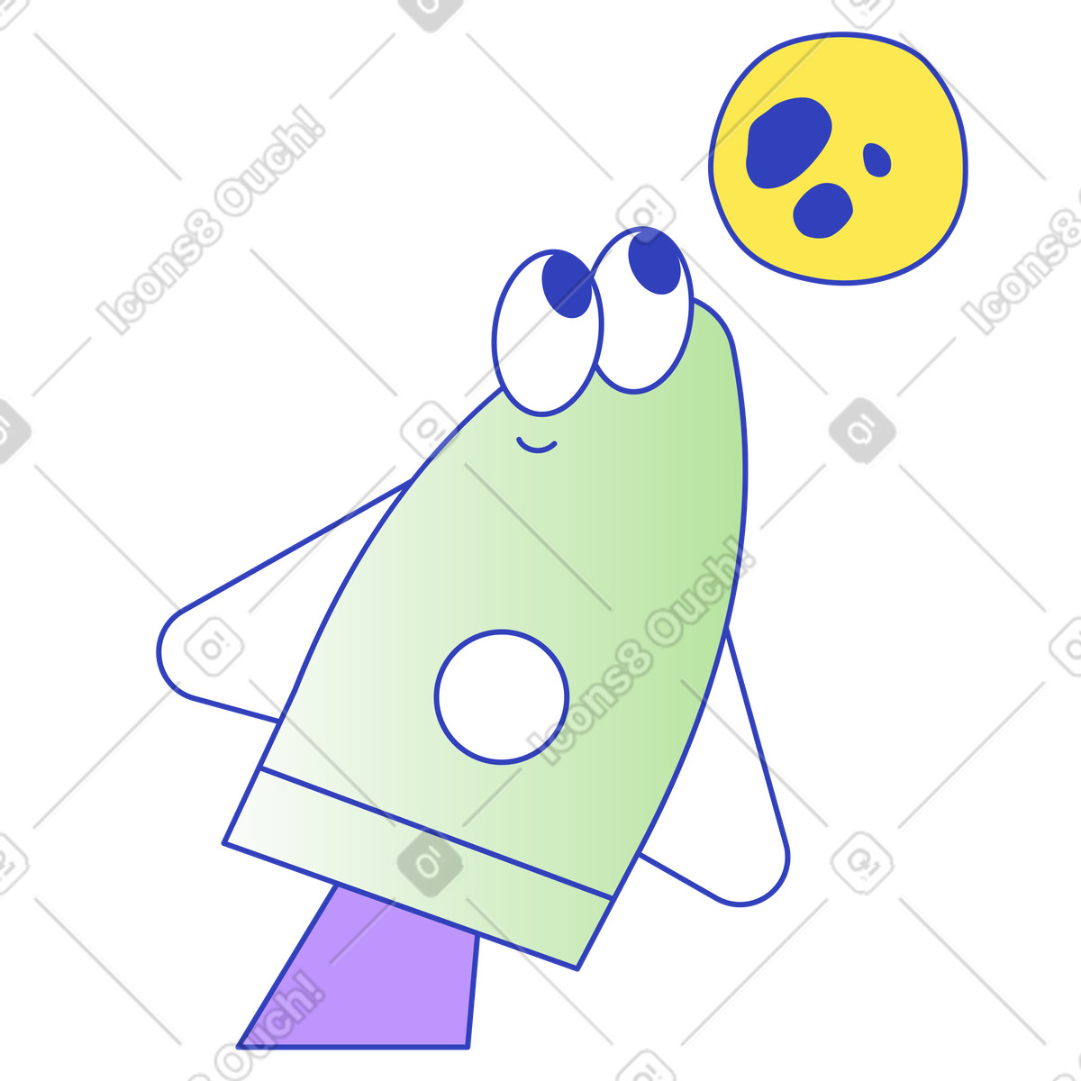 Rocket ship reaching for moon, Personal success and motivation, Ambition and career growth, High performance goal setting illustration in Eyeful style download in PNG, SVG