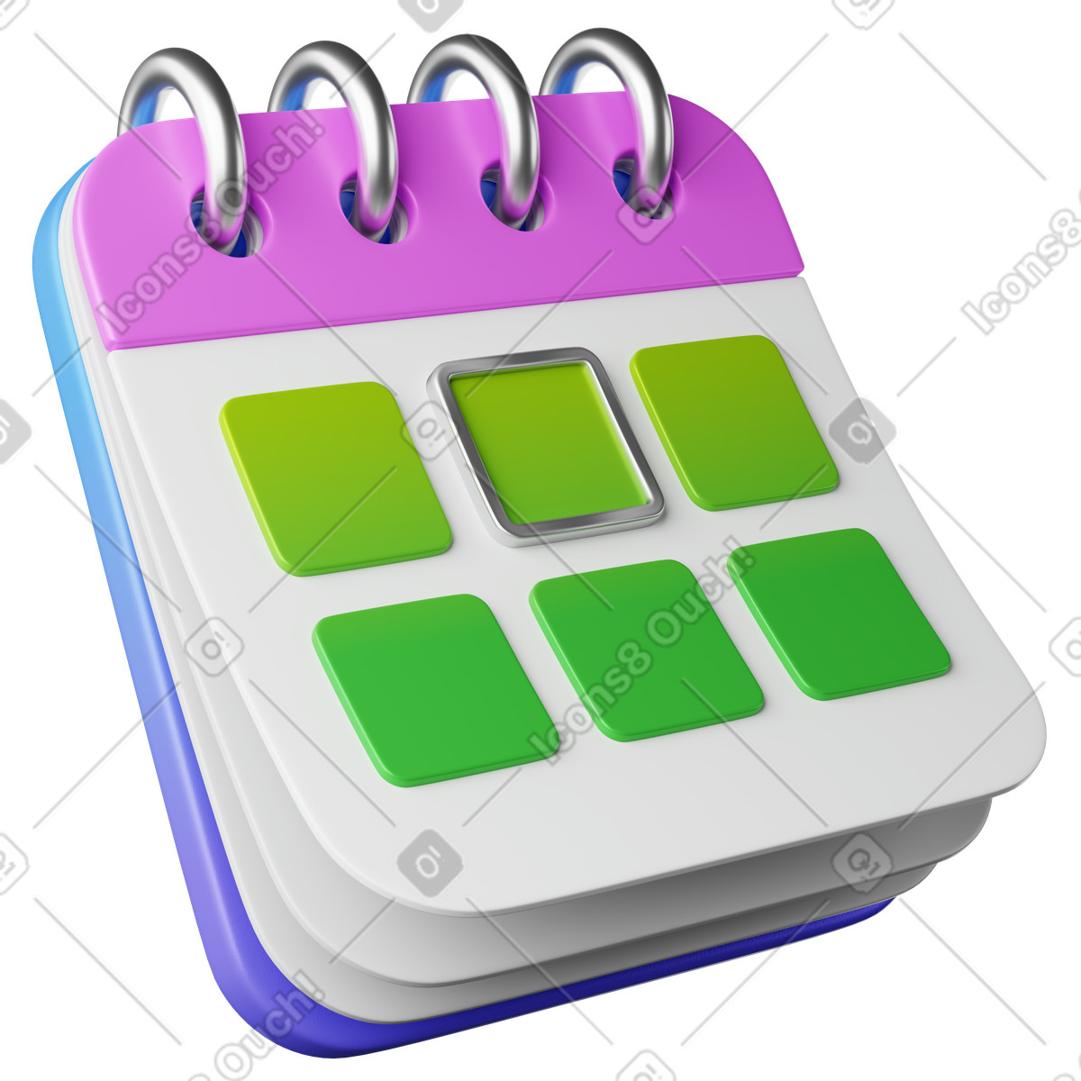 Ilustração de Calendar spiral notebook with highlighted date square for event reminder em no estilo 3D Plastic para baixar em PNG, SVG