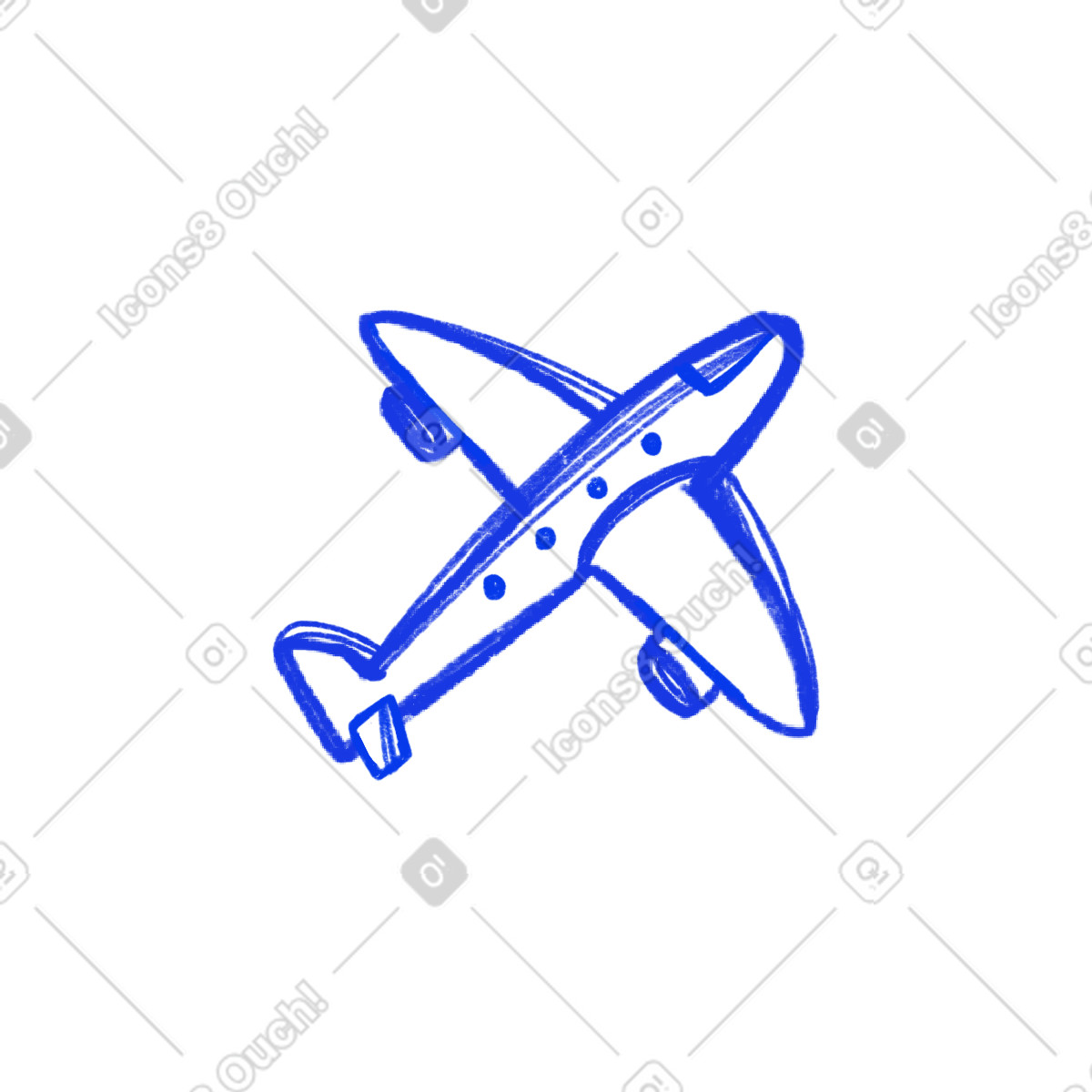 Blue plane-Illustration im Biro-Stil als Download in PNG, SVG