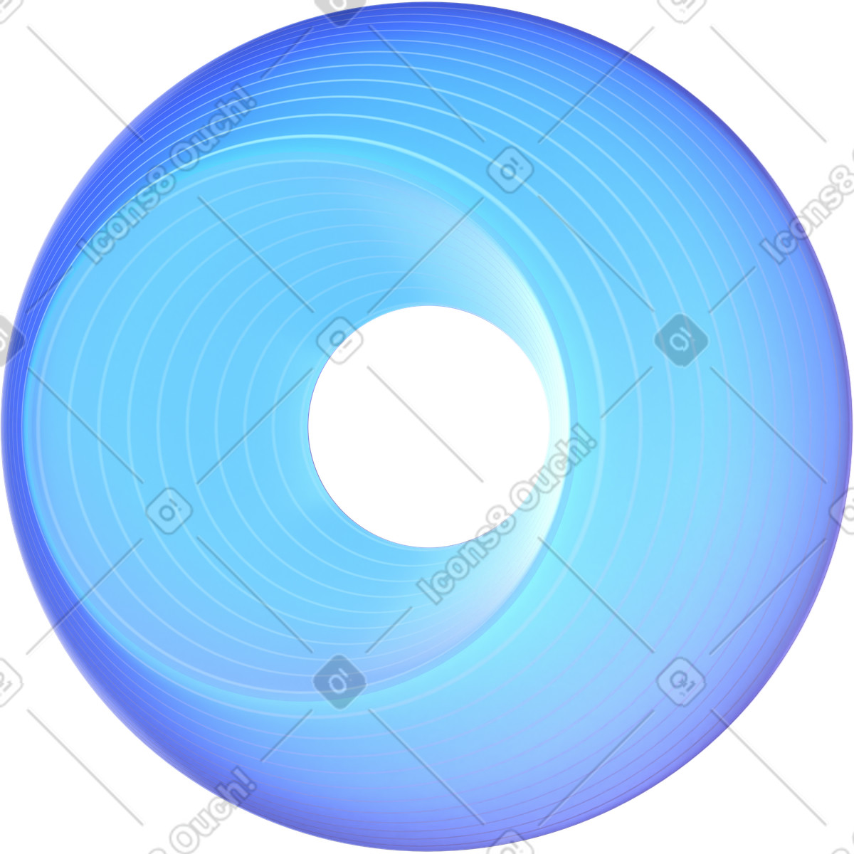 Abstract sphere with hole and stripes illustration in 3D Glassy style download in PNG, SVG