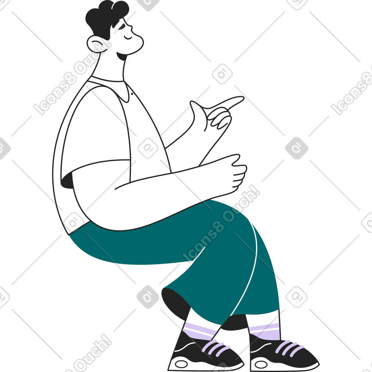 下载 Sammy Line 风格的 坐着的人展示东西 插画，支持 PNG、SVG 格式