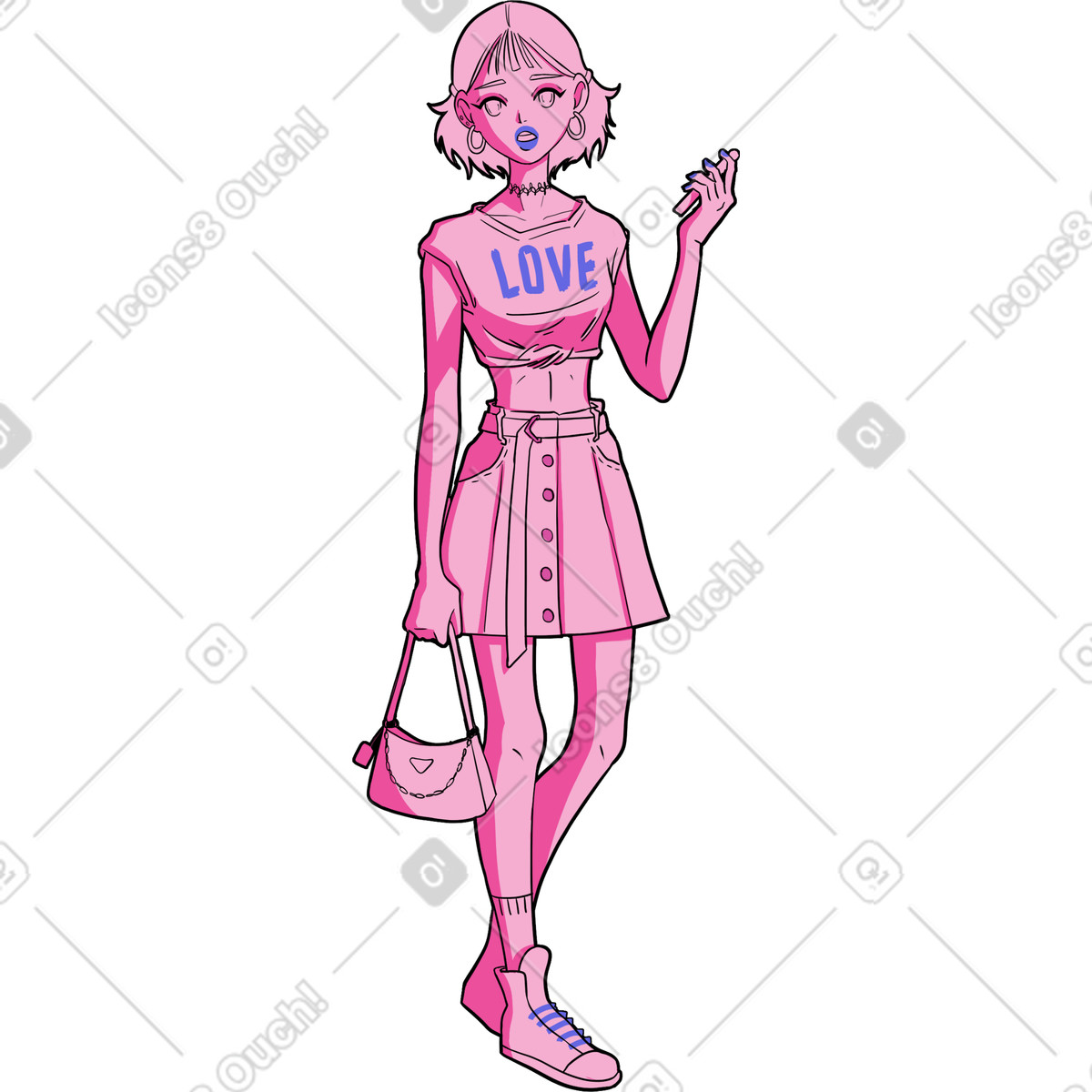 Mädchen-Illustration im Experimental-Stil als Download in PNG, SVG