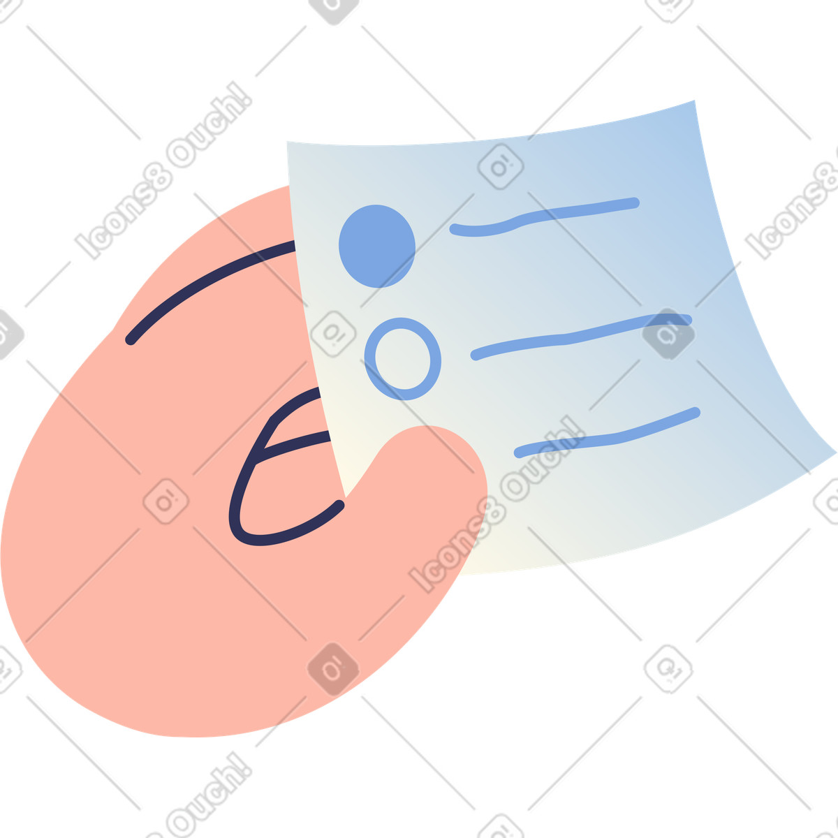 Mano con post-it illustrazione in stile Beam scarica in PNG, SVG