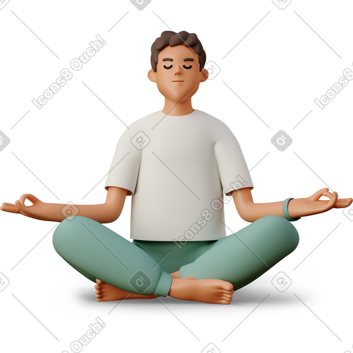 3D Casual life スタイルの Practicing meditation, Mental health, Calmness のイラストをPNG、SVG形式でダウンロード