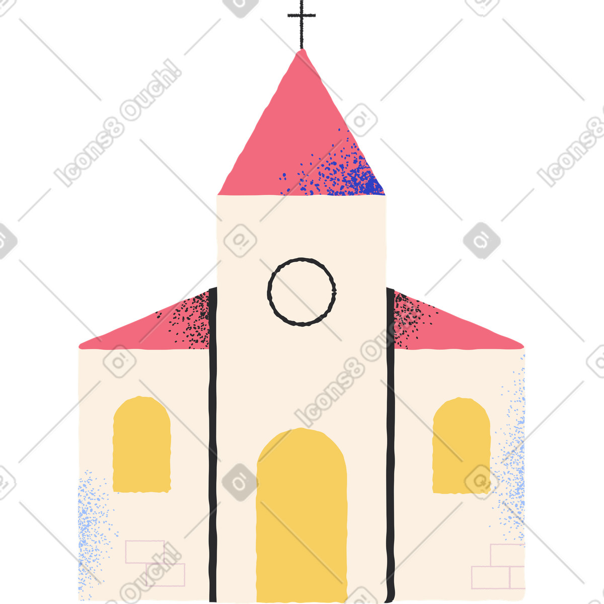 Chiesa illustrazione in stile Pablo scarica in PNG, SVG