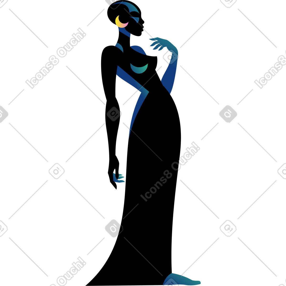 Ilustración animada Mujer de color en estilo Amani a descargar en GIF, Lottie (JSON), AE