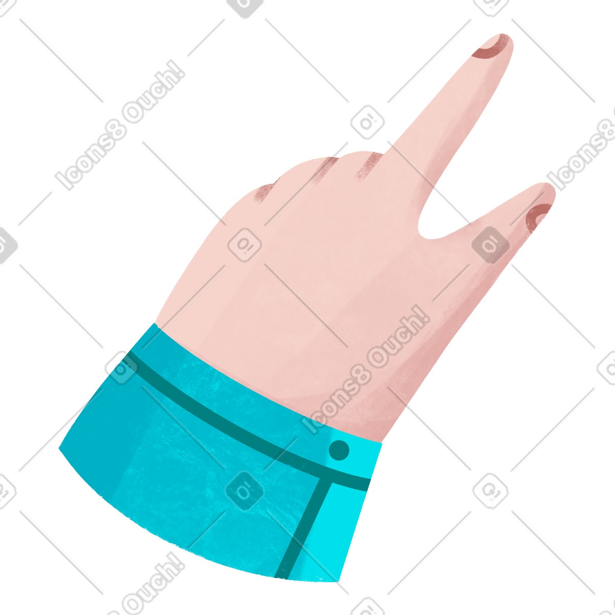 Hand with blue sleeve-Illustration im Bonbon-Stil als Download in PNG, SVG