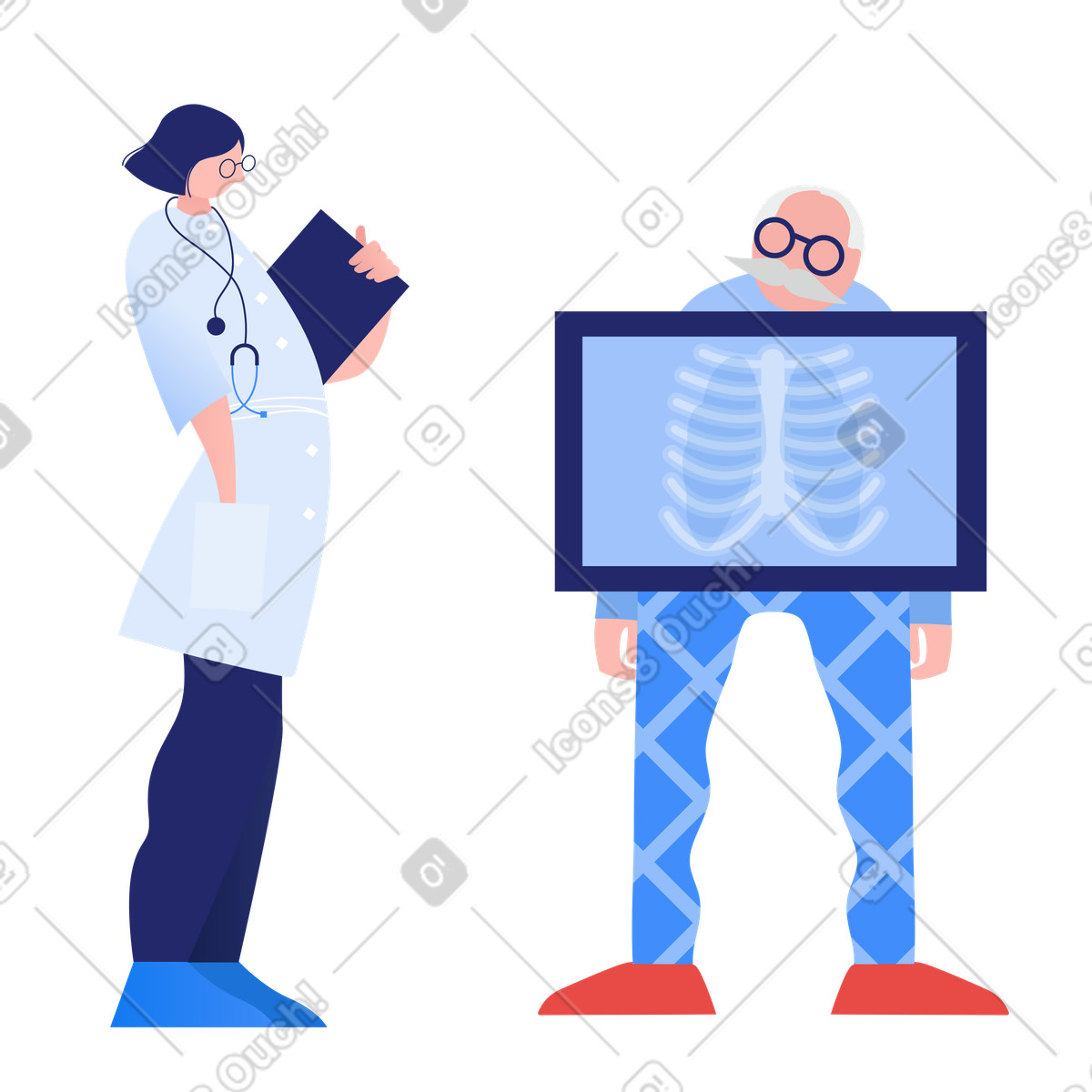 Radiografia del polmone illustrazione in stile Clip scarica in PNG, SVG