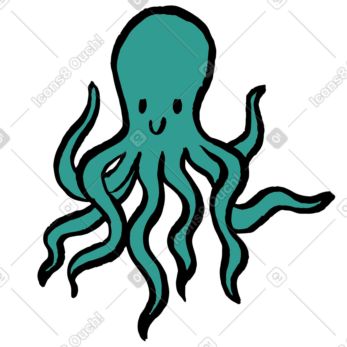 Polpo illustrazione in stile Scandi scarica in PNG, SVG