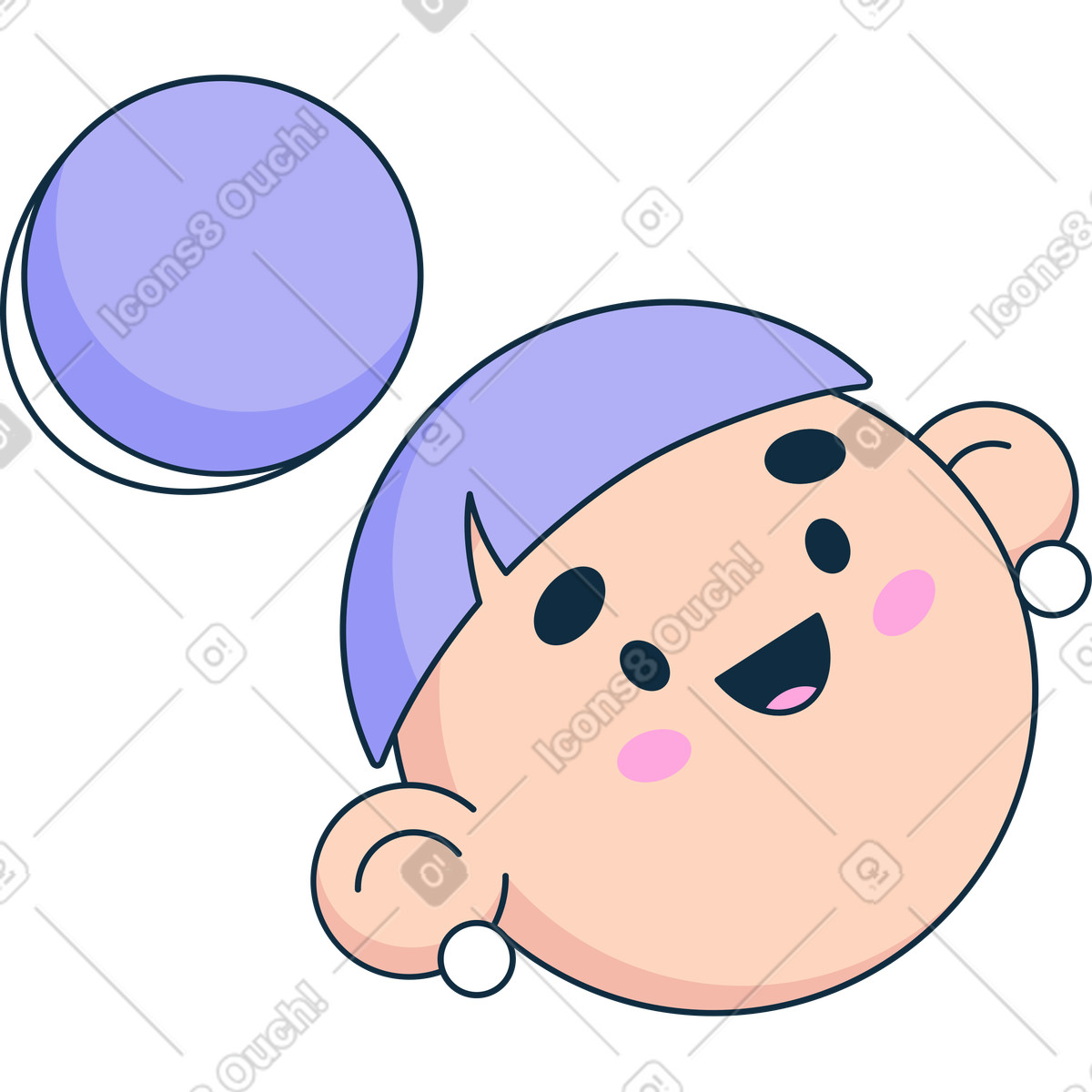 Ilustración animada Cabeza de mujer en estilo Bubble gum a descargar en GIF, Lottie (JSON), AE
