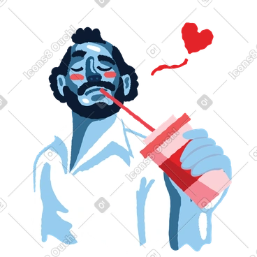 Man drinking a delicious drink PNG, SVG
