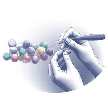 Close-up of delicate Nyonya beadwork being crafted with colorful glass beads