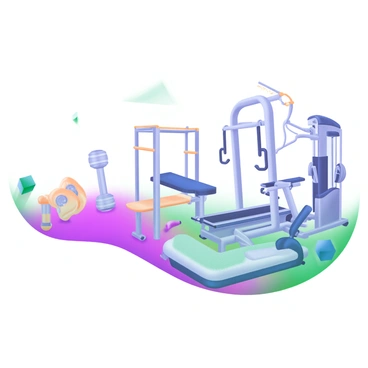 A modern pastel illustration depicting a progression of fitness equipment. On the left, there are traditional simple weights, such as dumbbells and kettlebells, showcasing their steel and rubber textures. Gradually transitioning to the center, a vintage gym setup with a bench press and a pull-up bar appears, emphasizing its classic design. On the right, various modern gym machines are displayed, including a sleek treadmill and a multi-functional weight machine, each exhibiting contemporary lines and colors. The background features abstract shapes and subtle patterns to enhance the sense of evolution within the fitness theme.
