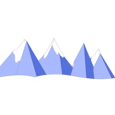 A range of mountains is visible in the distance. The peaks are sharply defined and resemble upward and downward slopes of graphs, with angular lines cutting through the contours. Each mountain has distinct features, some with steep rises and others featuring gentle declines. The sky above is clear, allowing for a stark contrast between the rugged mountain shapes and the serene expanse around them. The landscape includes a flat foreground, enhancing the prominence of the mountainous graph-like silhouettes.
