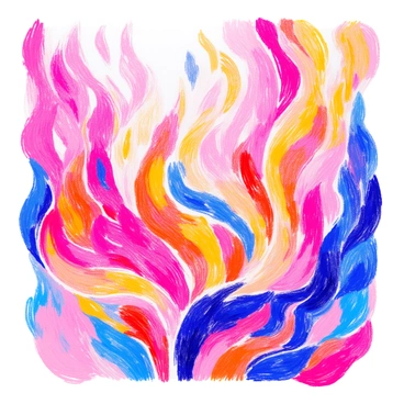 A vivid display of "colorful flame patterns" is swirling and intertwining in dynamic shapes. The flames exhibit a range of hues, including "fiery reds," "bright oranges," and "deep yellows," creating a sense of movement. Each flame has a distinct curve, giving them a lively, flowing appearance. The patterns twist around each other, forming intricate designs that evoke the nature of fire. The edges are soft and fluid, enhancing the sense of harmony among the flames.