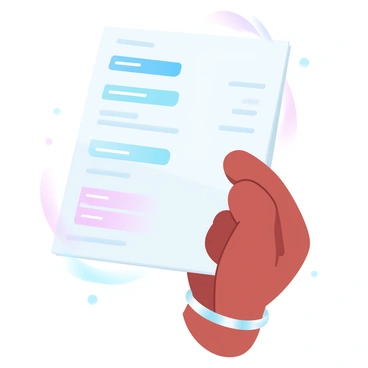 A student's hand is holding a report card that has several grades highlighted in different colors. The report card is printed on white paper with a border around it, displaying various subject names next to their corresponding grades. The hand is positioned at the bottom right corner of the report card, showcasing a bracelet on the wrist. The background is softly blurred with pastel colors.