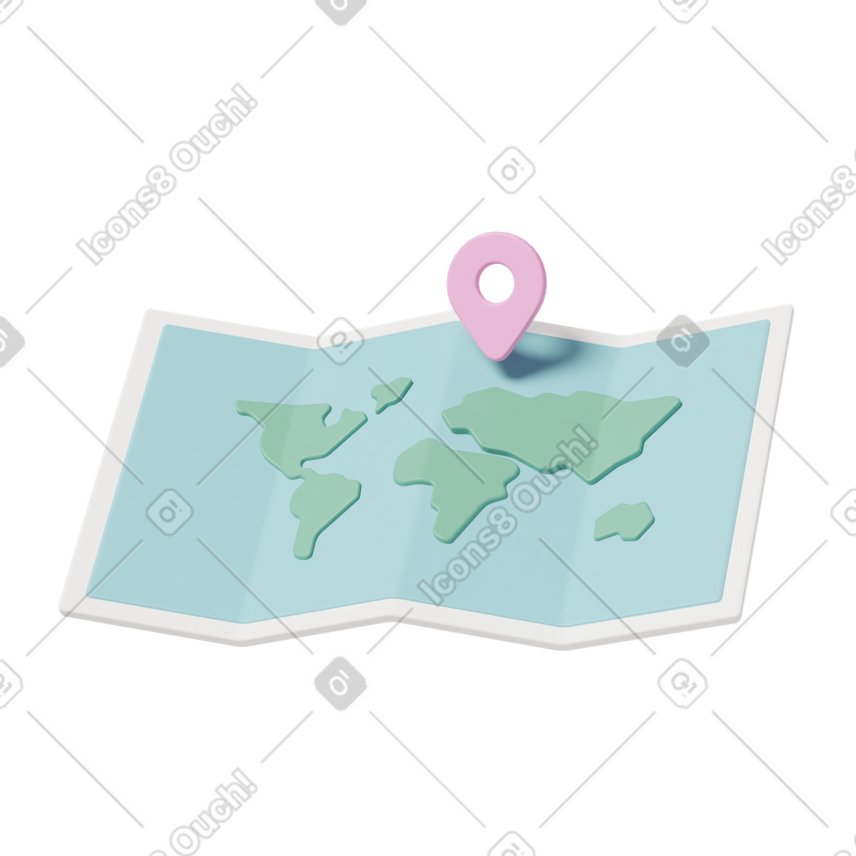 Map illustration in 3D Casual life style download in PNG, SVG