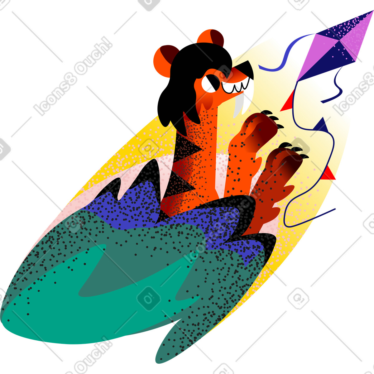Fauna 스타일의 Message sent into the air by a tiger 일러스트레이션 PNG, SVG 다운로드