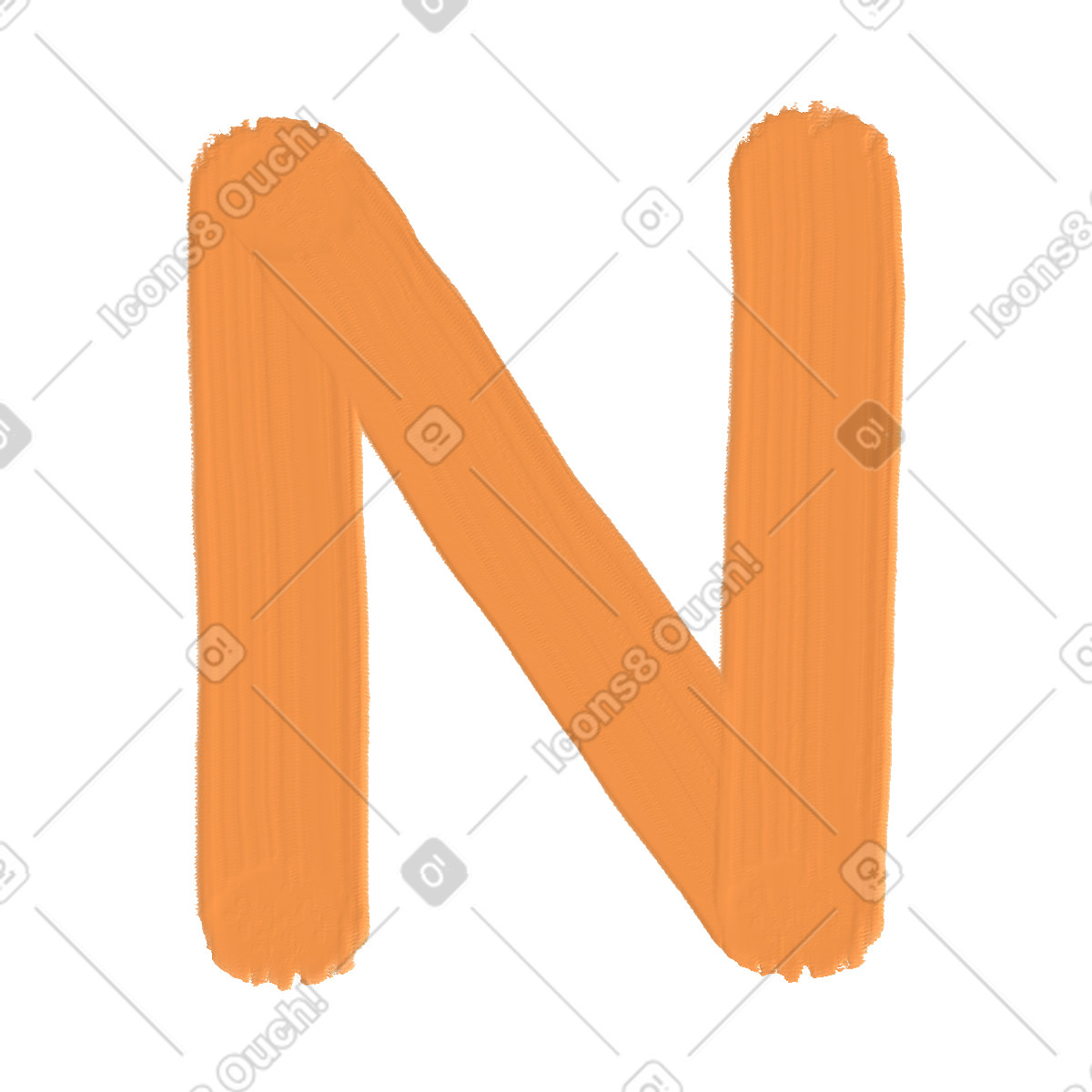 Scrapbooking スタイルの Orange letter n のイラストをPNG、SVG形式でダウンロード