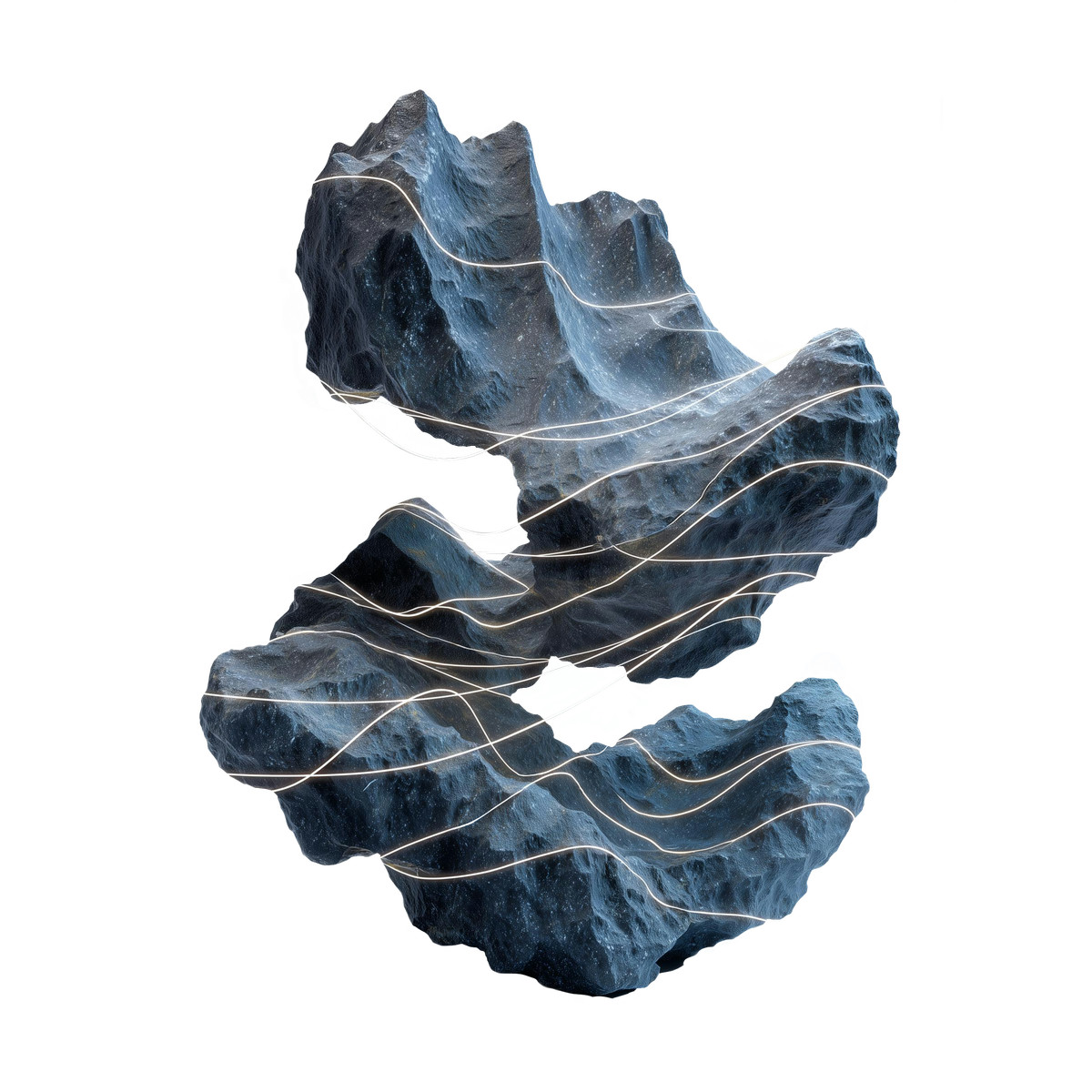 Abstract layered stone with glowing veins illustration in Biomorphic style download in PNG, SVG