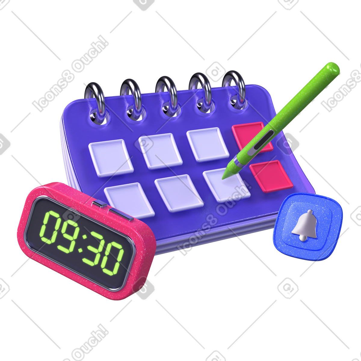 Calendar notifications for time management illustration in PNG, SVG