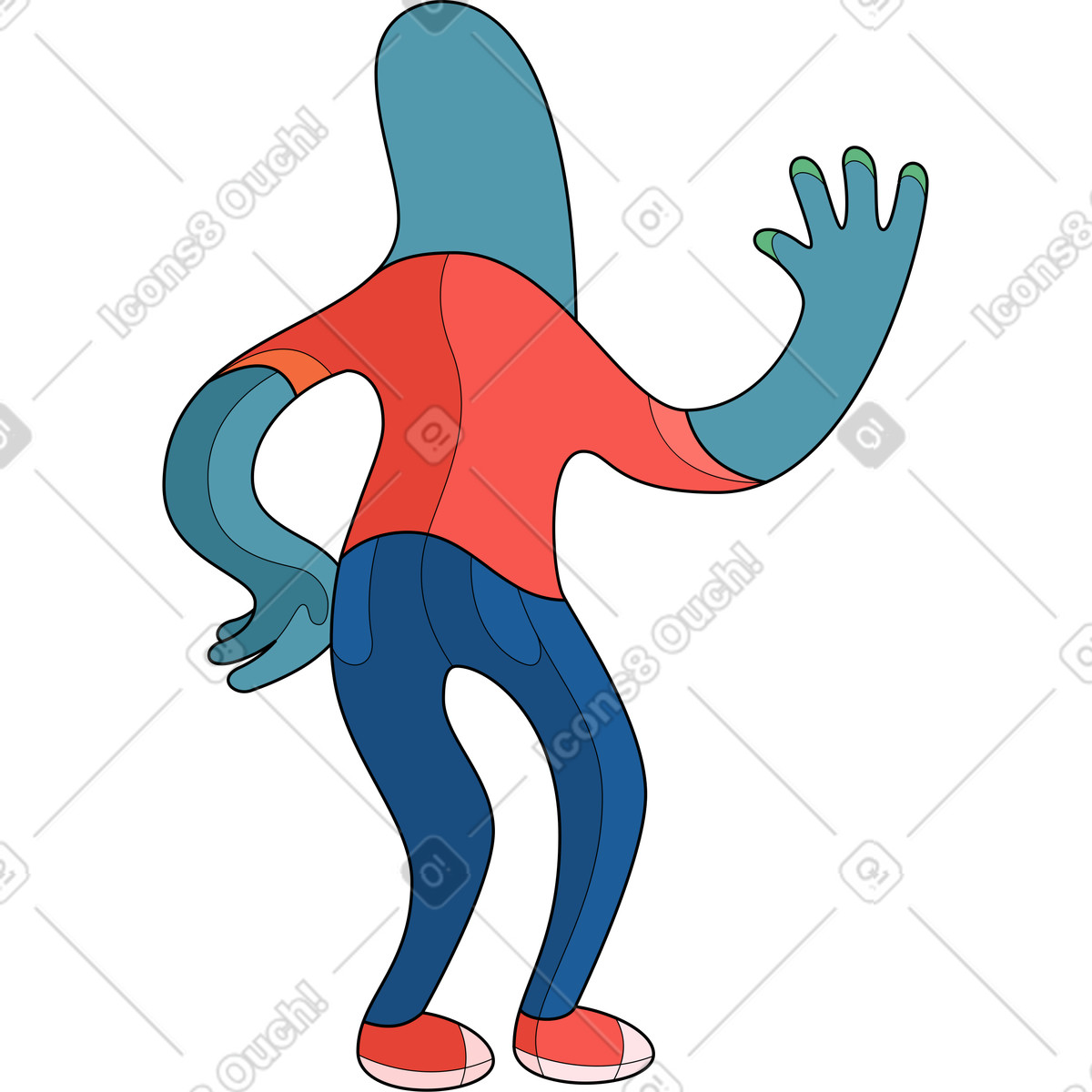 Иллюстрация Мужчина спина худой привет в PNG и SVG