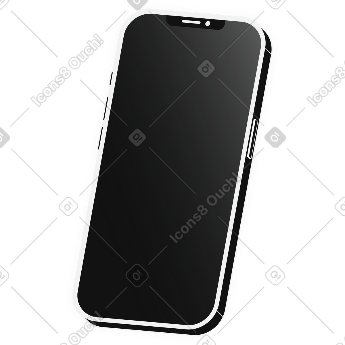 Black modern smartphone mockup with empty screen illustrazione in stile Inverse scarica in PNG, SVG