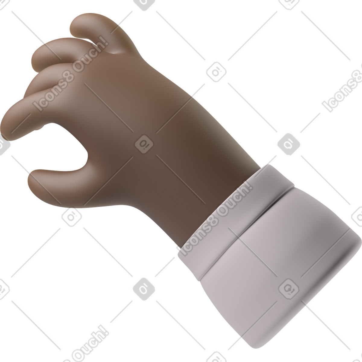 3D Hands Fun&Wild スタイルの 何かを取る黒い肌の手 のイラストをPNG、SVG形式でダウンロード