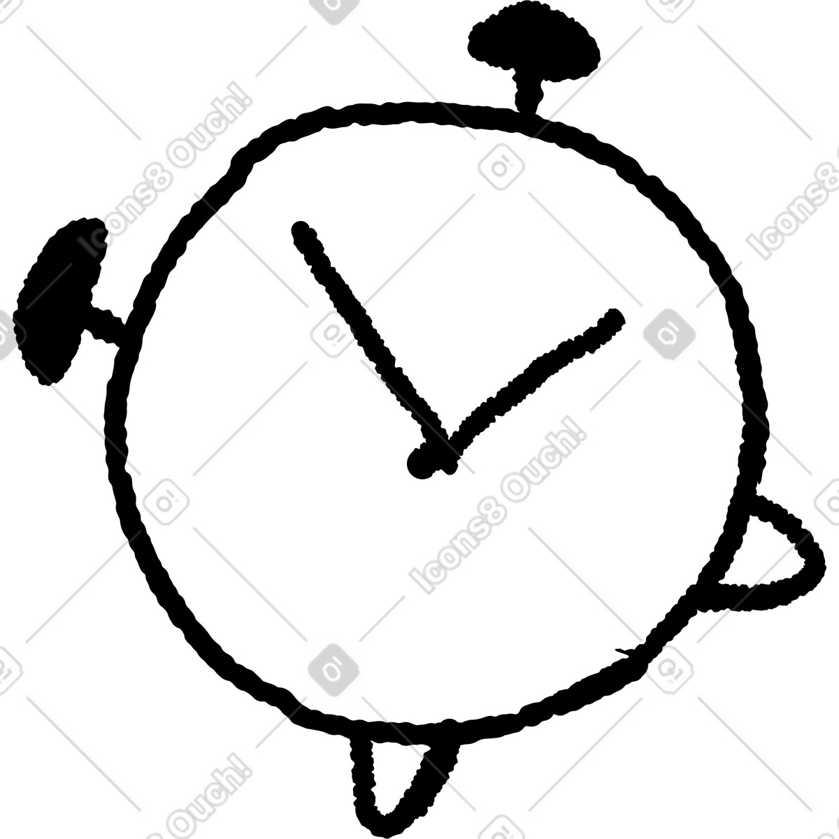 Ilustração de Alarm clock doodle with simple hands and minimalist circular shape em no estilo Black Chalk para baixar em PNG, SVG
