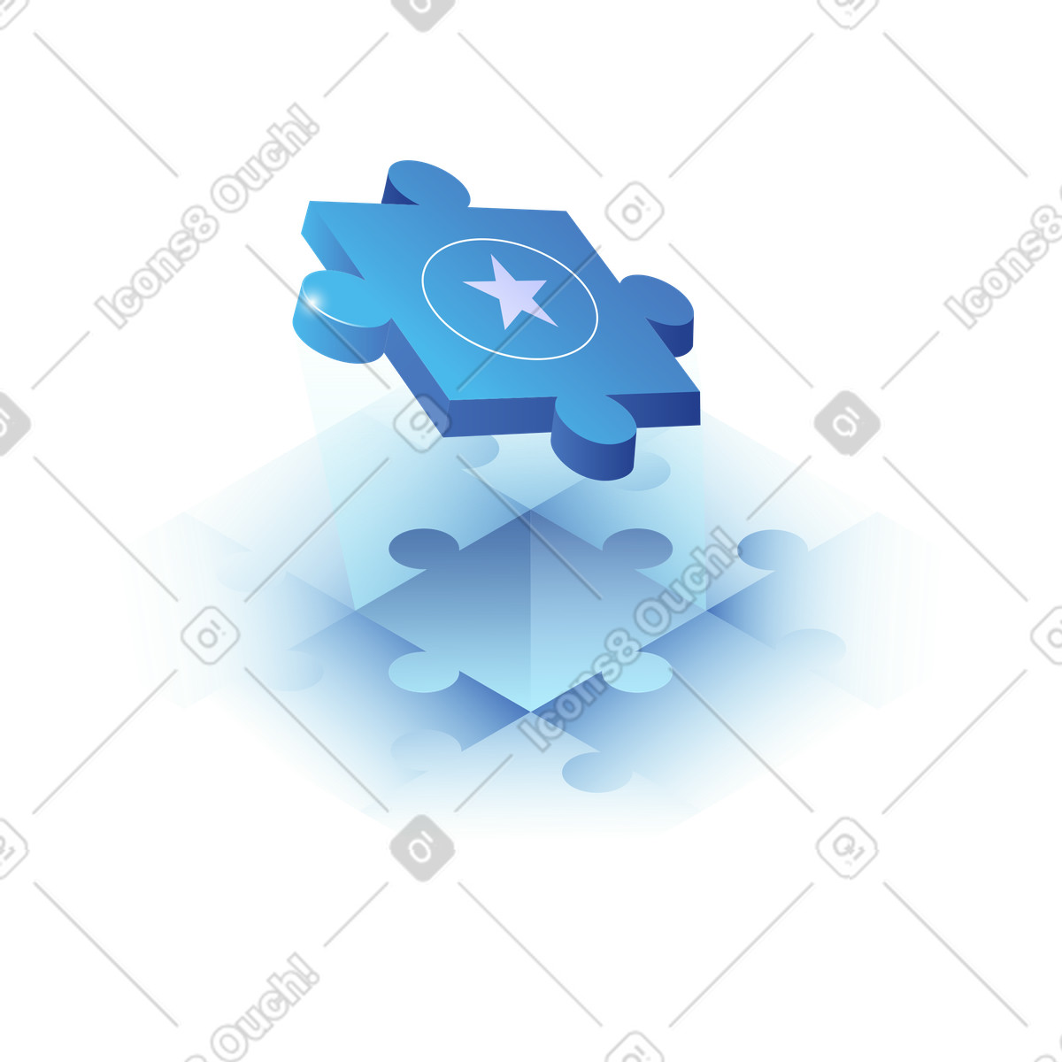 Pezzo di puzzle con stella, integrazione di funzionalità uniche in saas, differenziazione del prodotto e proposta di valore illustration in PNG, SVG