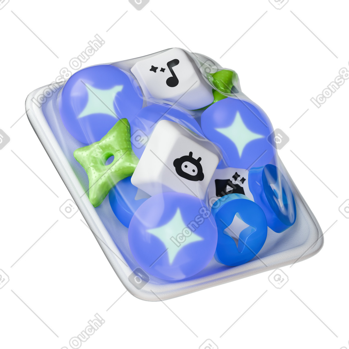 Ai tools in vacuum package animated illustration 3D Stickle style download GIF, Lottie (JSON), AE