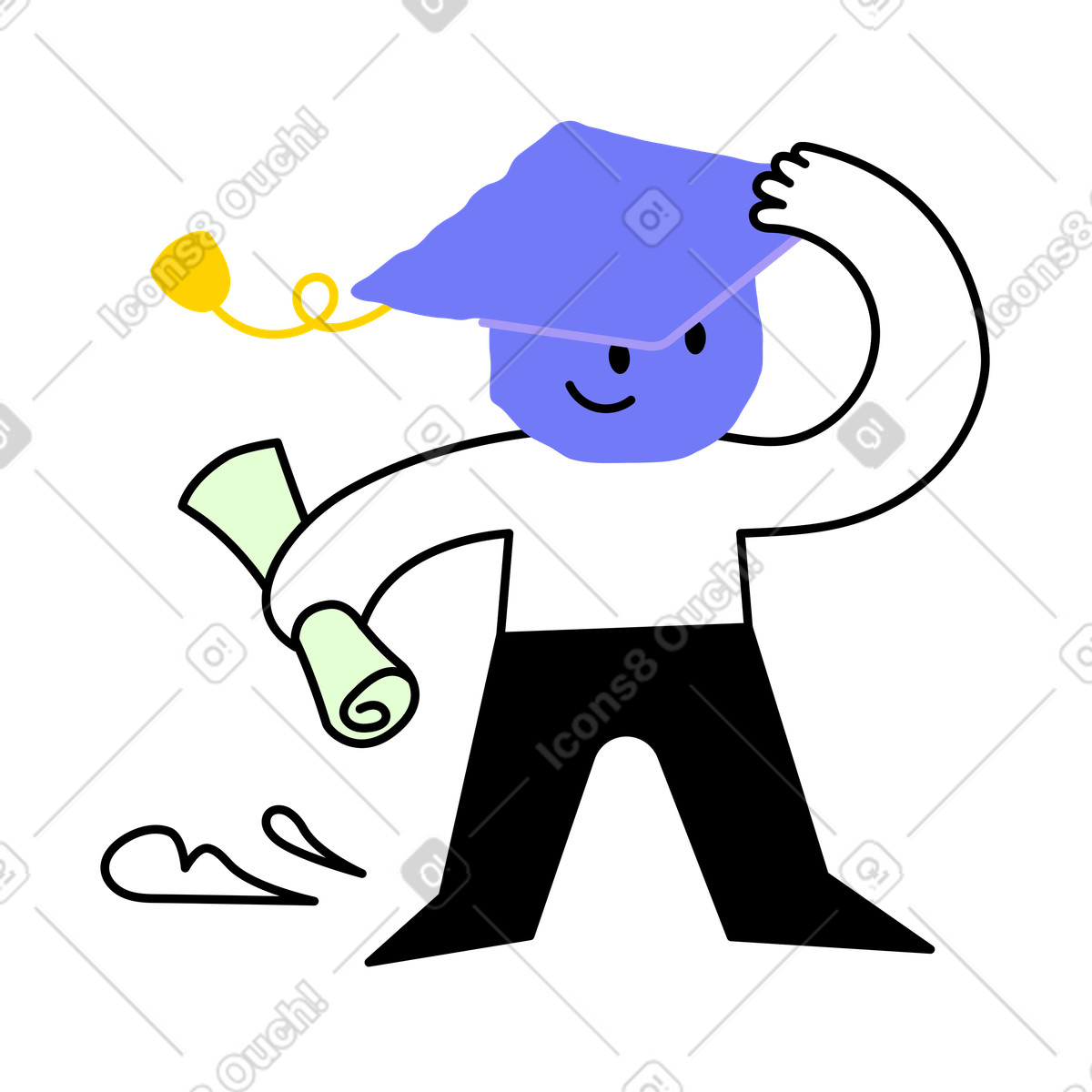 Student character graduating college illustration clipart image in PNG, SVG, GIF