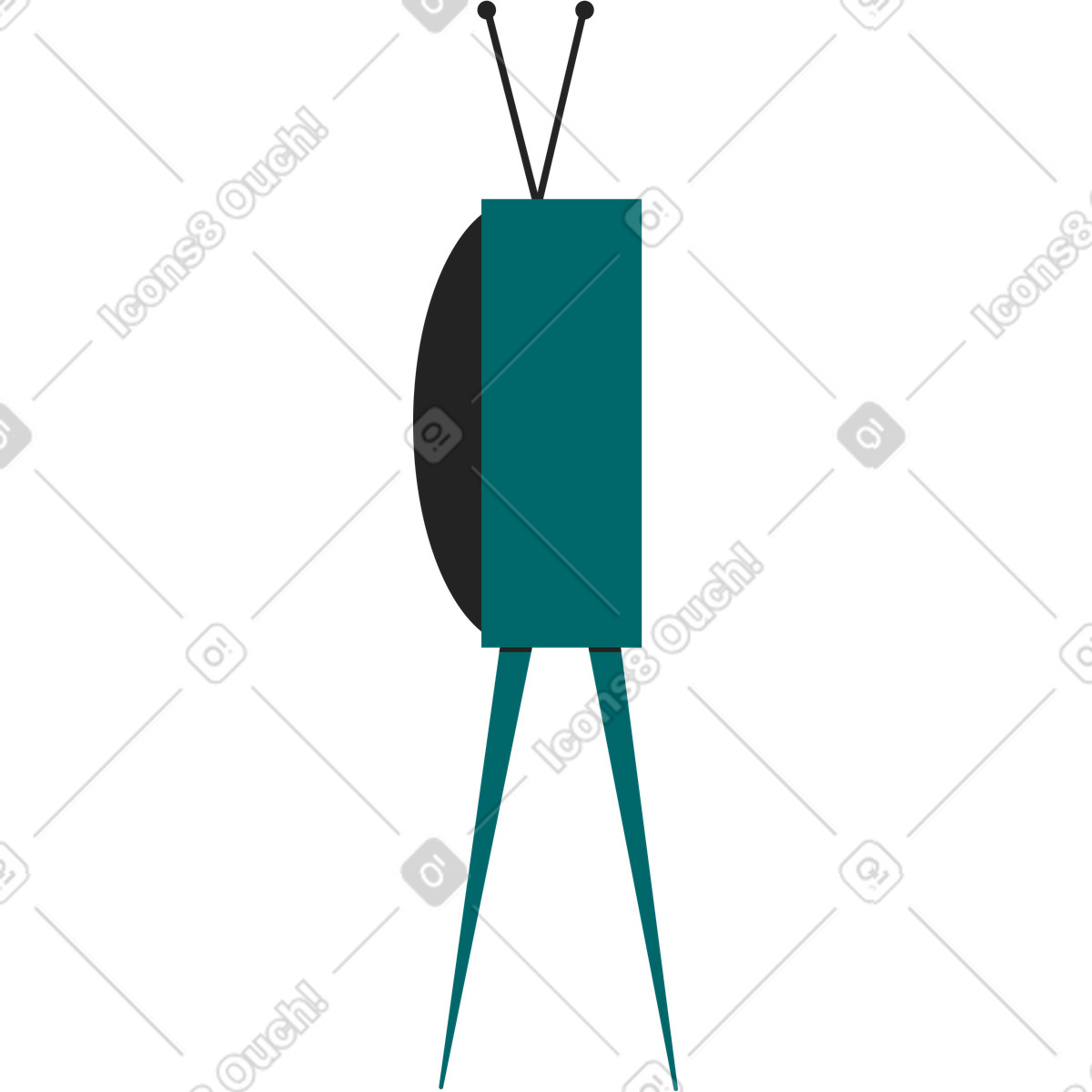 Ilustración Tv vieja en estilo Sammy Line a descargar en PNG y SVG