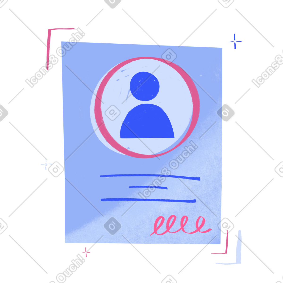 Signiertes dokument mit benutzersymbol-Illustration im Quirky-Stil als Download in PNG, SVG