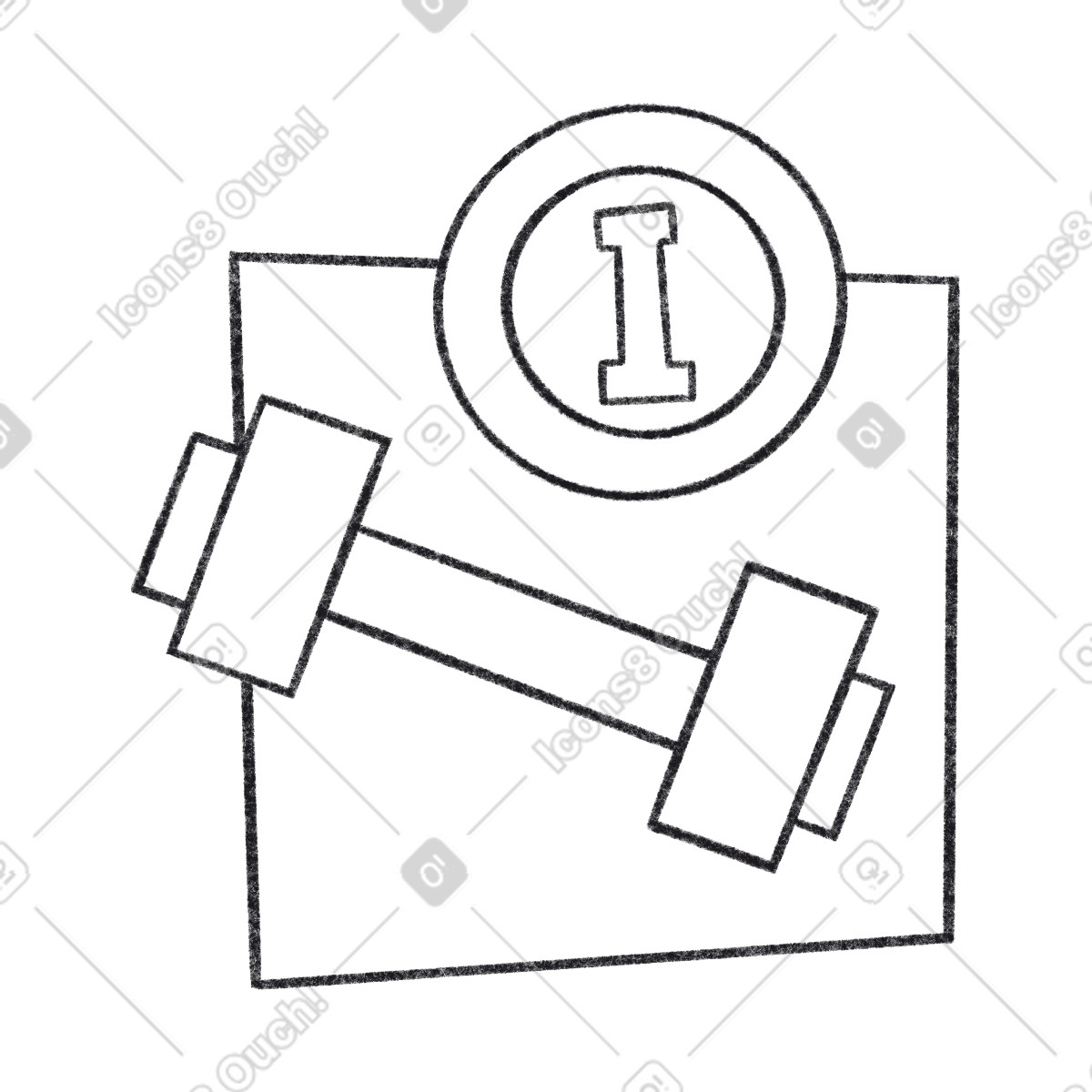 下载 Bonbon Line 风格的 广场上的哑铃和金牌 插画，支持 PNG、SVG 格式