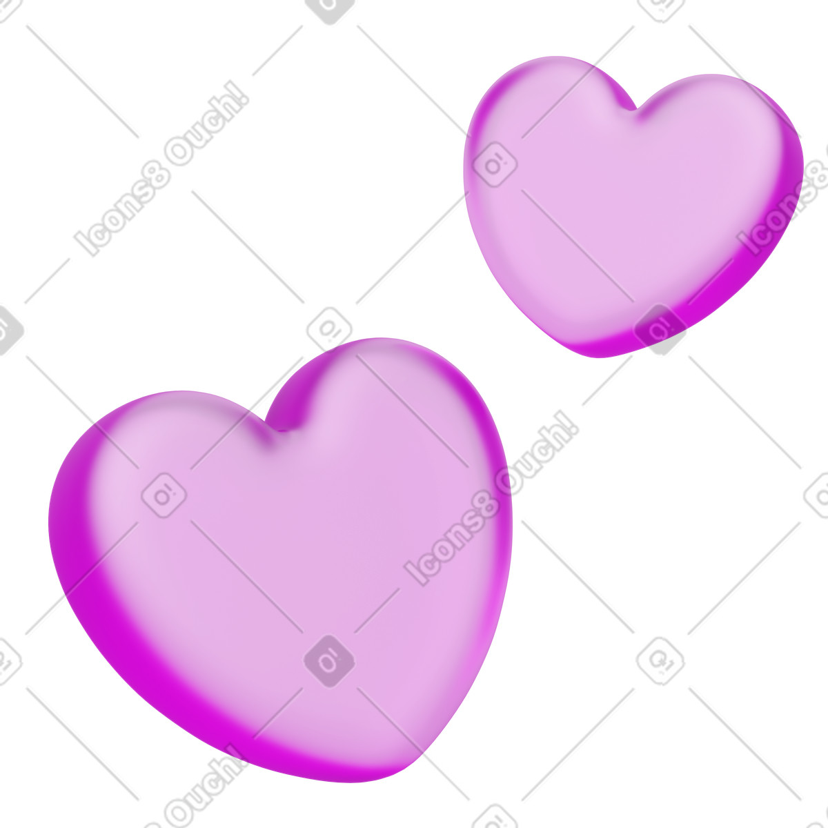 Tender emotion heart symbols for wedding and anniversary illustration in 3D Playful style download in PNG, SVG