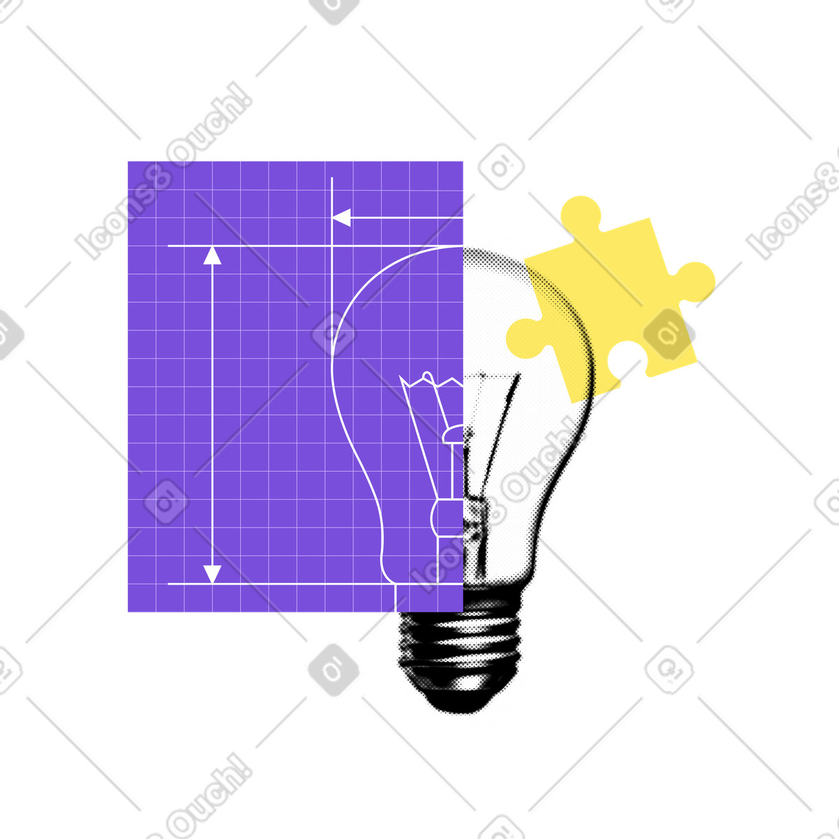 Creating an idea and planning illustration in PNG, SVG