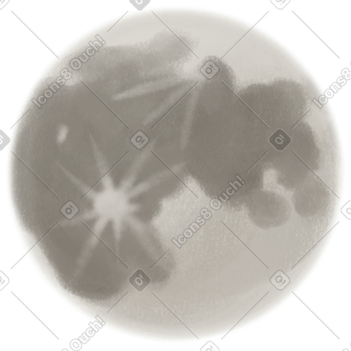 Moon illustration in Mushy style download in PNG, SVG