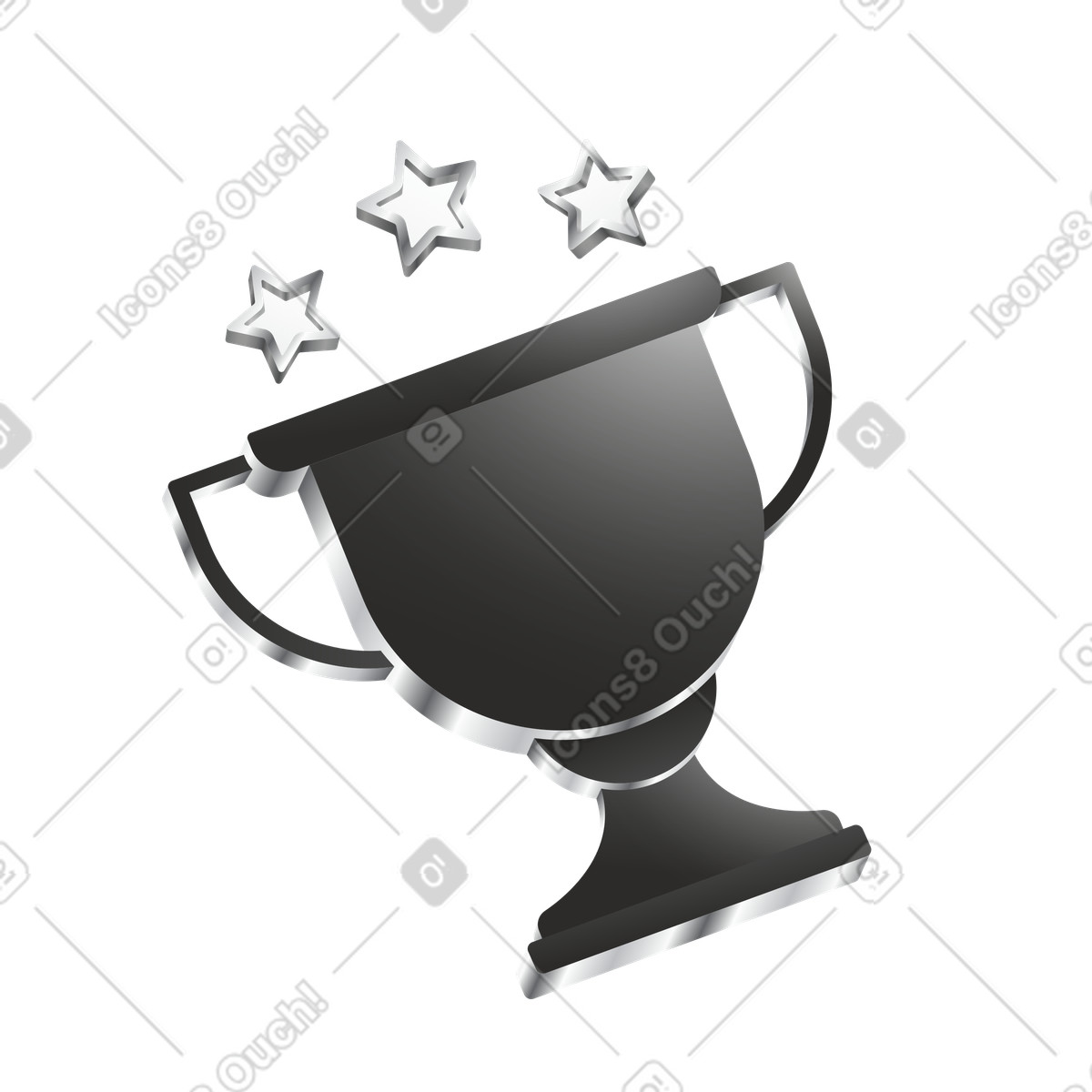 Trophy cup with three stars for achievement and best performance illustration in Token style download in PNG, SVG