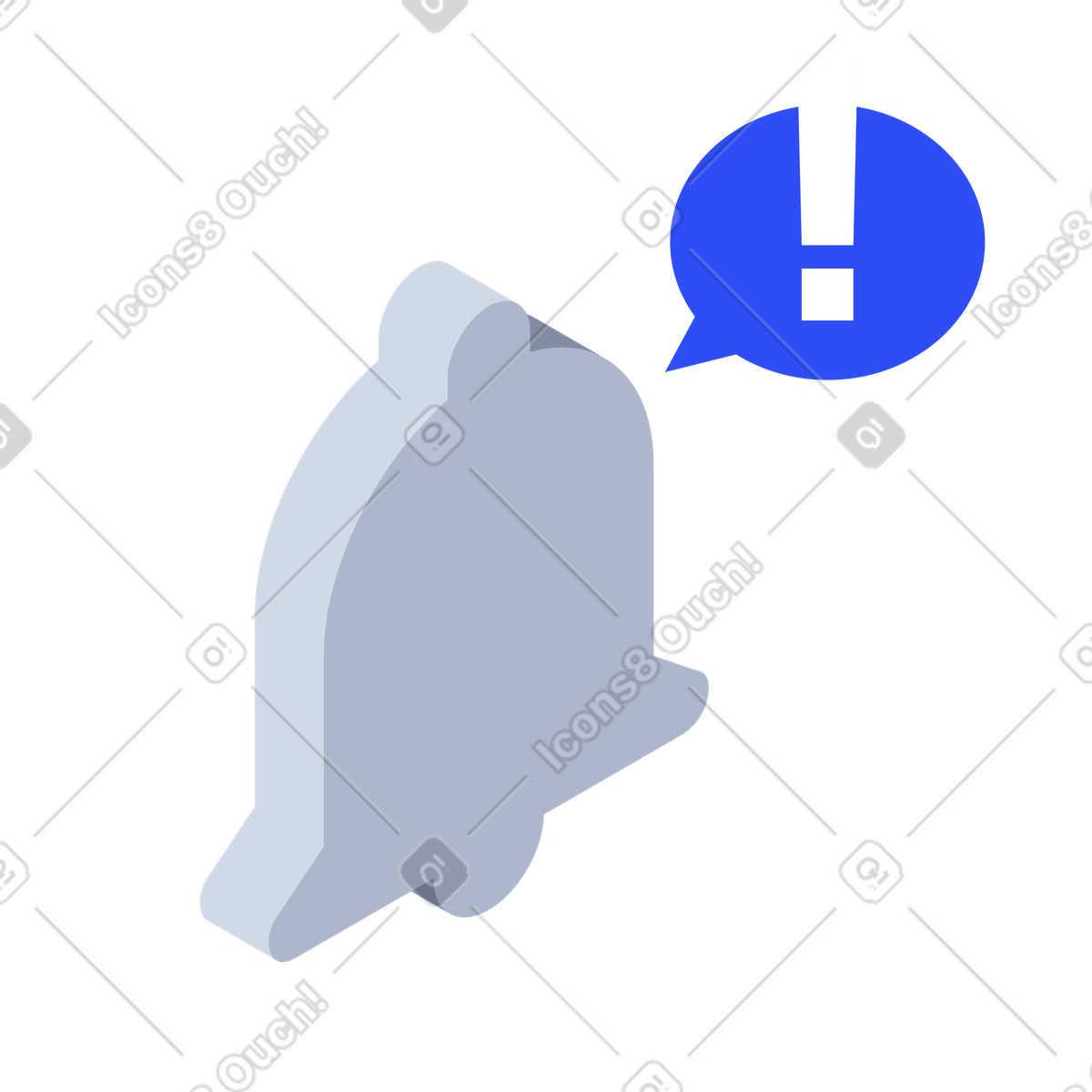 Notification bell with alert message exclamation bubble illustration in System style download in PNG, SVG