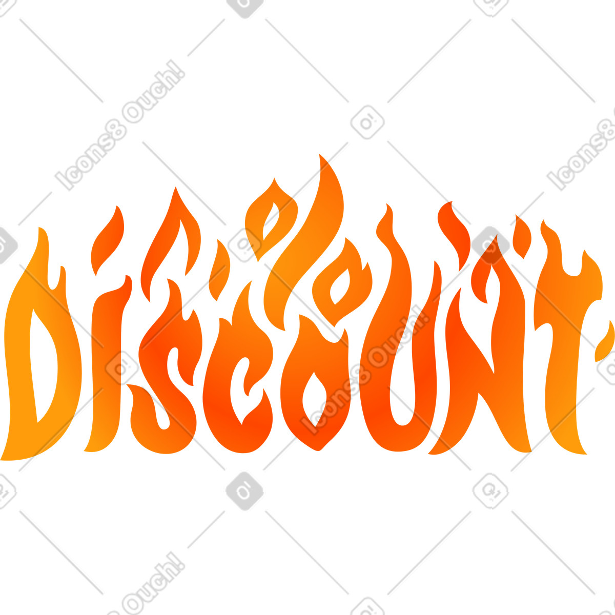 Lettering discount fire flame with percent sign text illustration in style download in PNG, SVG