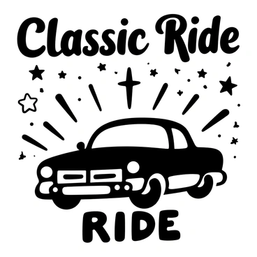 A vintage-style poster featuring a classic car created with stencils