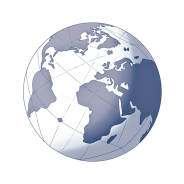 A globe made of intersecting lines and geometric shapes. The globe is crafted from a network of patterns, featuring various shapes such as triangles, squares, and circles, all interconnected. The design emphasizes the curvature of the globe, showcasing a dynamic and intricate layout. The lines form a complex web, creating a sense of depth and dimension in the overall structure. The geometric shapes vary in size and orientation, adding to the complexity of the visual.