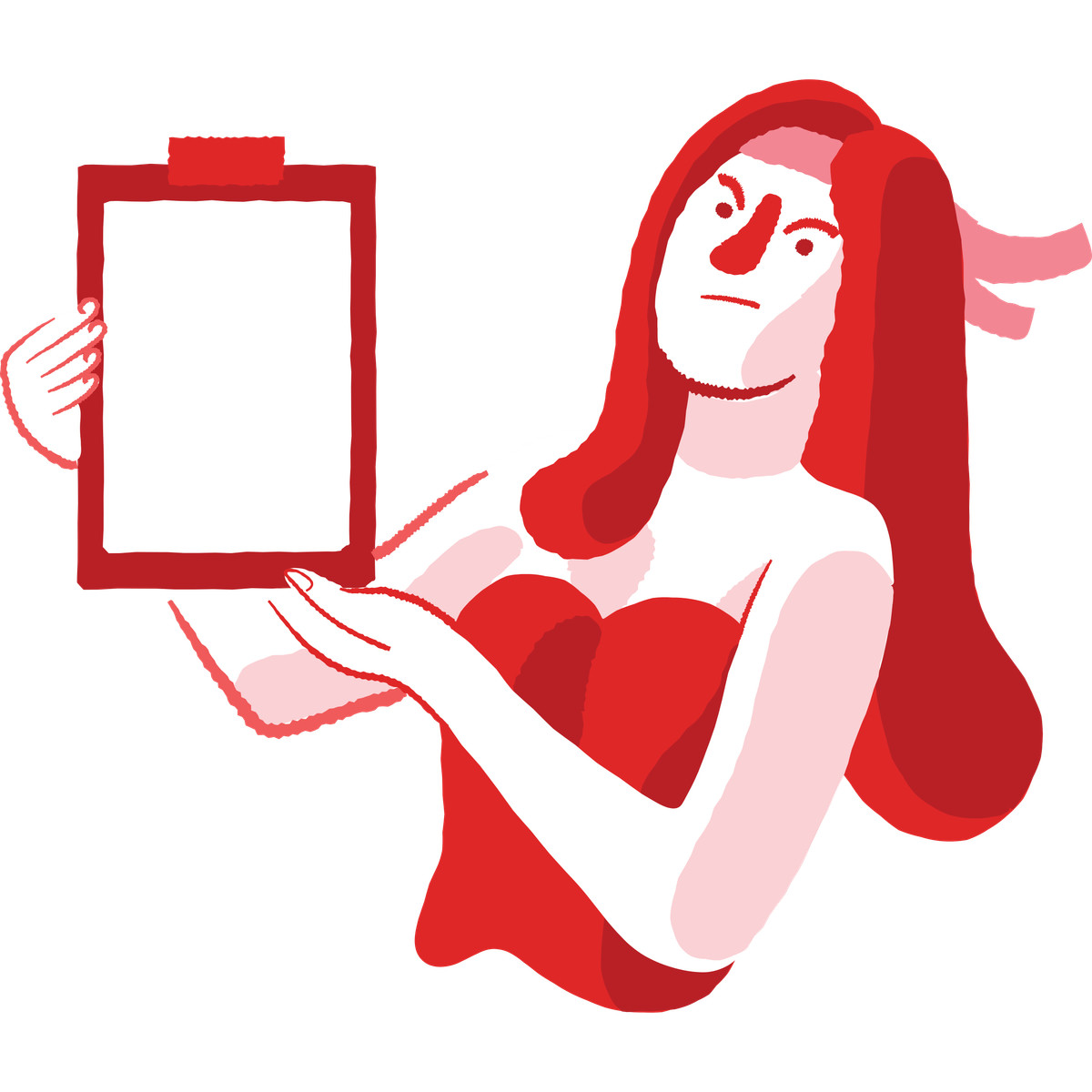 Illustration Displeased woman with clipboard dans le style Cherry à télécharger aux formats PNG, SVG
